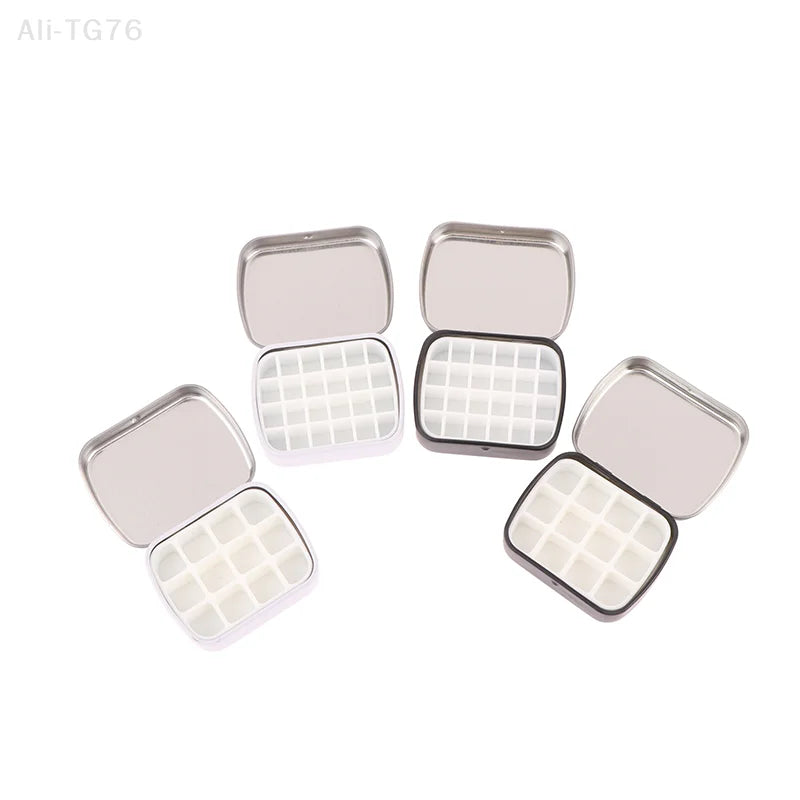 Portable Watercolor Tin Box Palette 12/24 Grid Travel Paint Tray