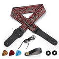 Pluggable Pick Embroidered Guitar Strap Jacquard Acoustic Shoulder