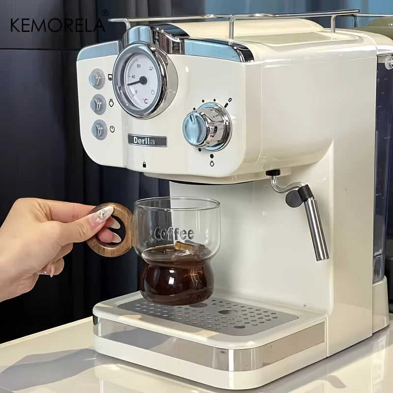 Transparent Glass Coffee Mug with Wooden Handle & Coaster