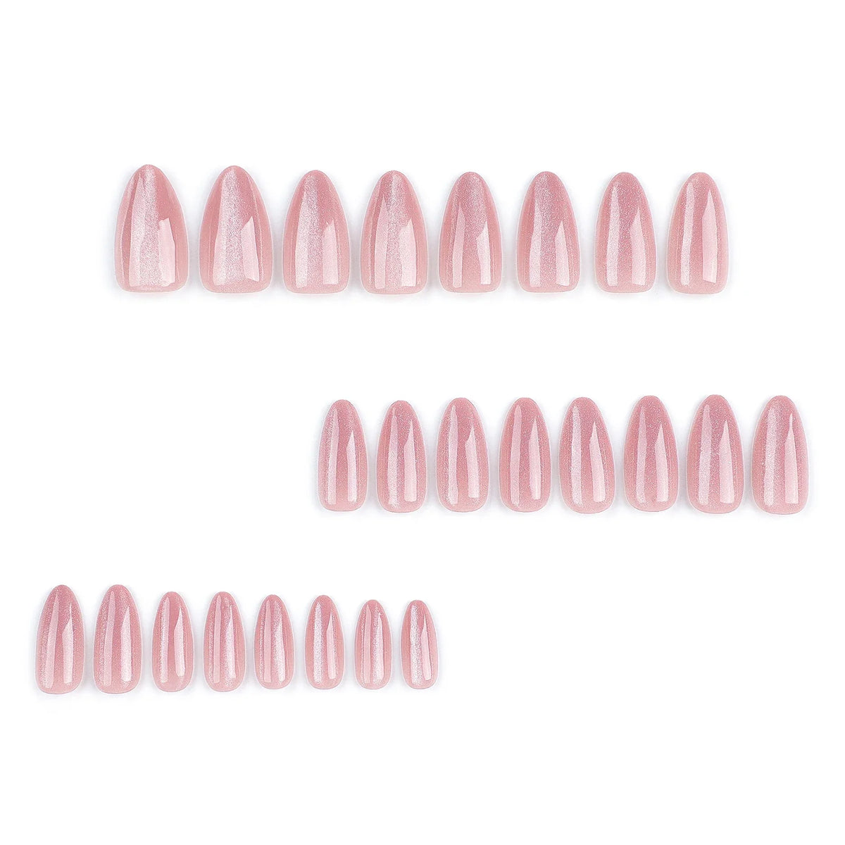24pc Nude Pink Cat Eye Almond Press On Nails | Korean Style