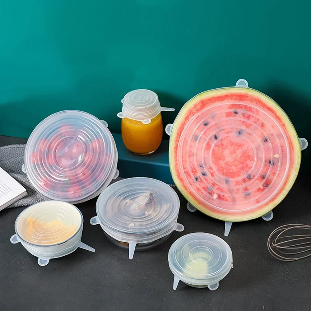 Adjustable Silicone Food Storage Stretch Caps – 6-Piece Set