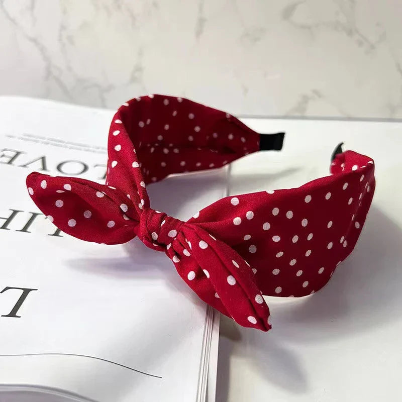 Polka Dot Bow Headband – Non-Slip Hair Hoop for Women & Girls