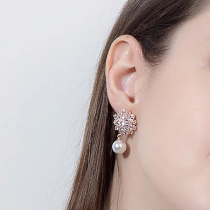 Huitan Imitation Pearl Drop Earrings – Elegant Fashion Jewelry