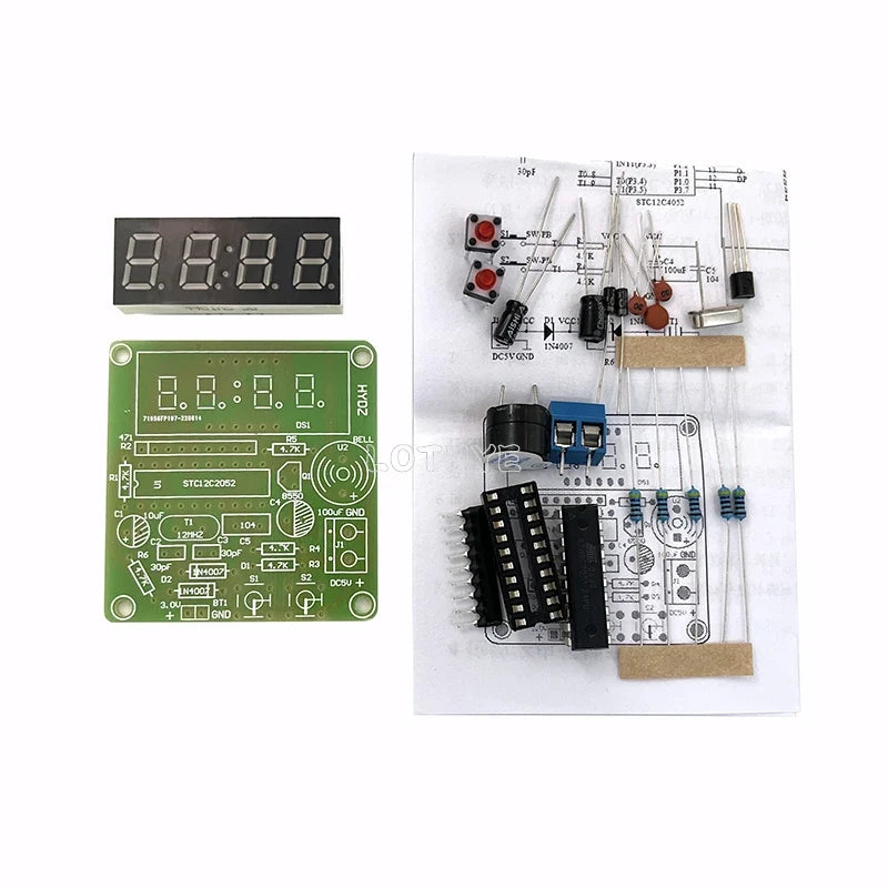DIY 4-Digit LED Electronic Clock Soldering Kit | DC 3.7V–5.5V