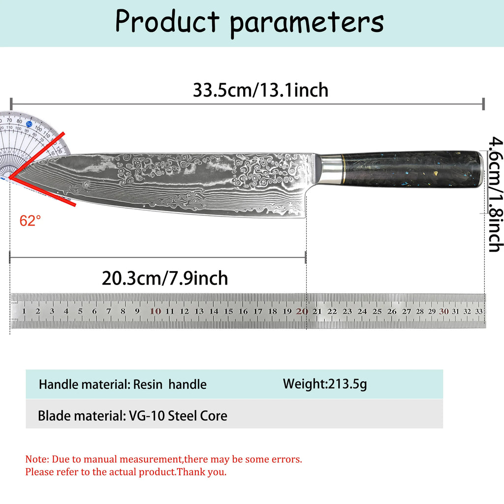 67-Layer Damascus Steel Chef Knife – 8" Kitchen Cleaver