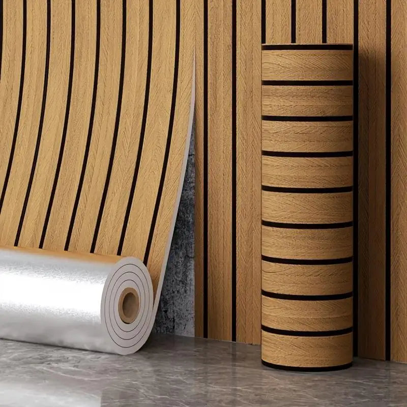 Thick Brown Grid Peel Stick Wallpaper Faux Plaid Design Waterproof