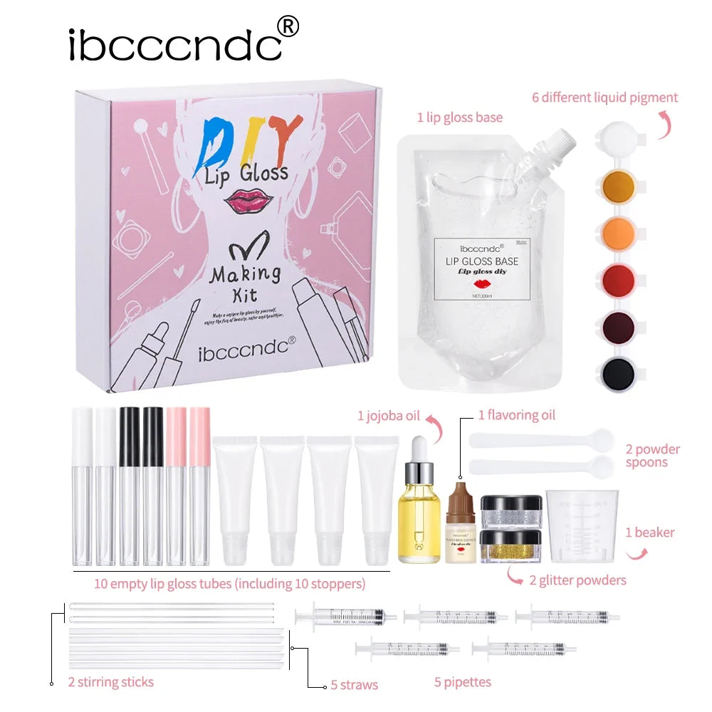 DIY Lip Gloss Making Kit – Glitter, Tints & Jojoba Base