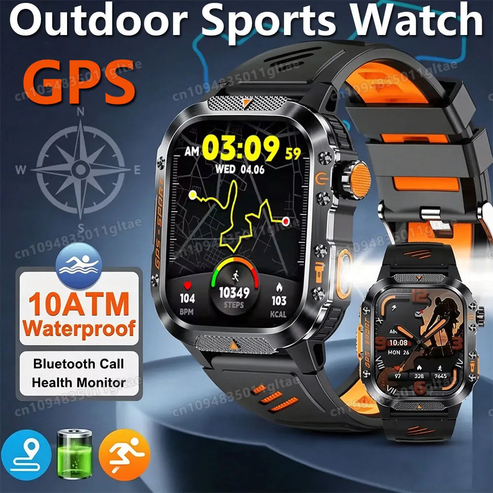 2026 Smartwatch Men Militray Outdoor GPS Sport Watches Heart Rate