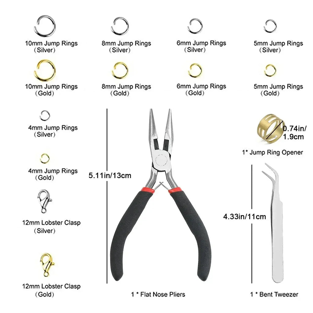 1200pcs Jump Rings, Lobster Clasps & Pliers Jewelry Making Set