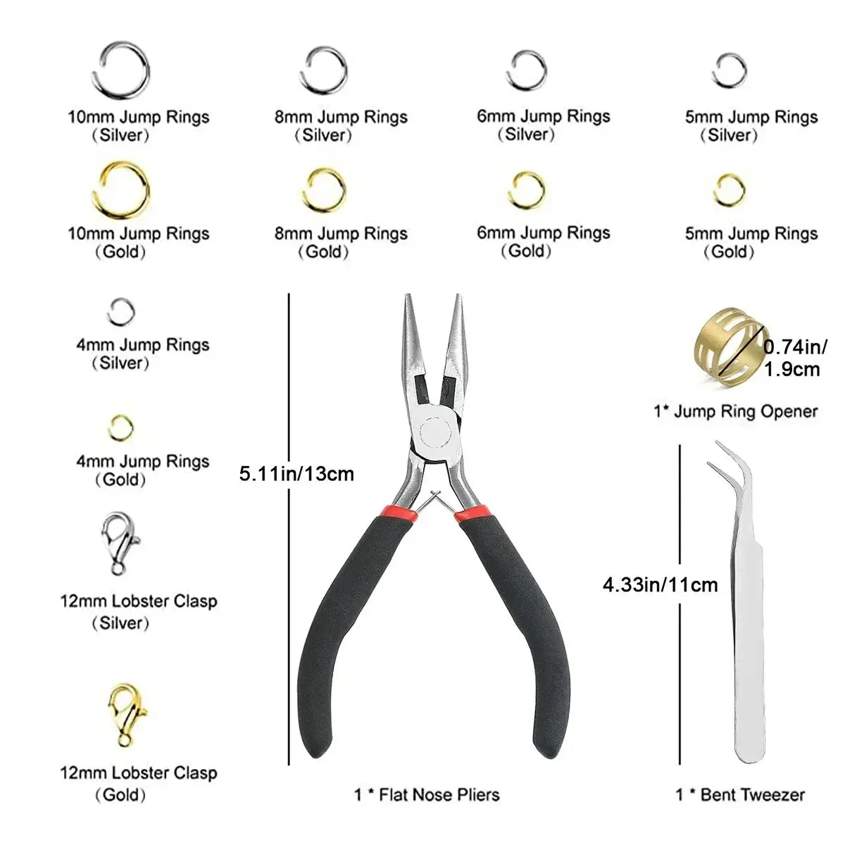 1200pcs Jump Rings, Lobster Clasps & Pliers Jewelry Making Set