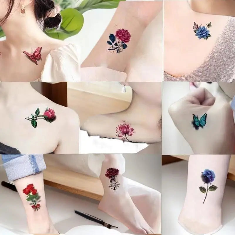 20-Sheet Flower & Butterfly Temporary Tattoo Stickers | Waterproof