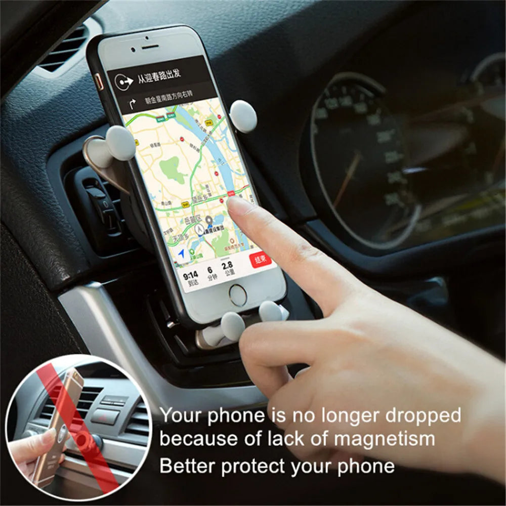 Gravity Car Phone Holder Air Vent Clip | iPhone & Samsung