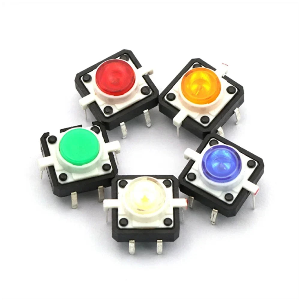 Reset Button Momentary Switch Light 12x12x7 Green Blue Red Yellow