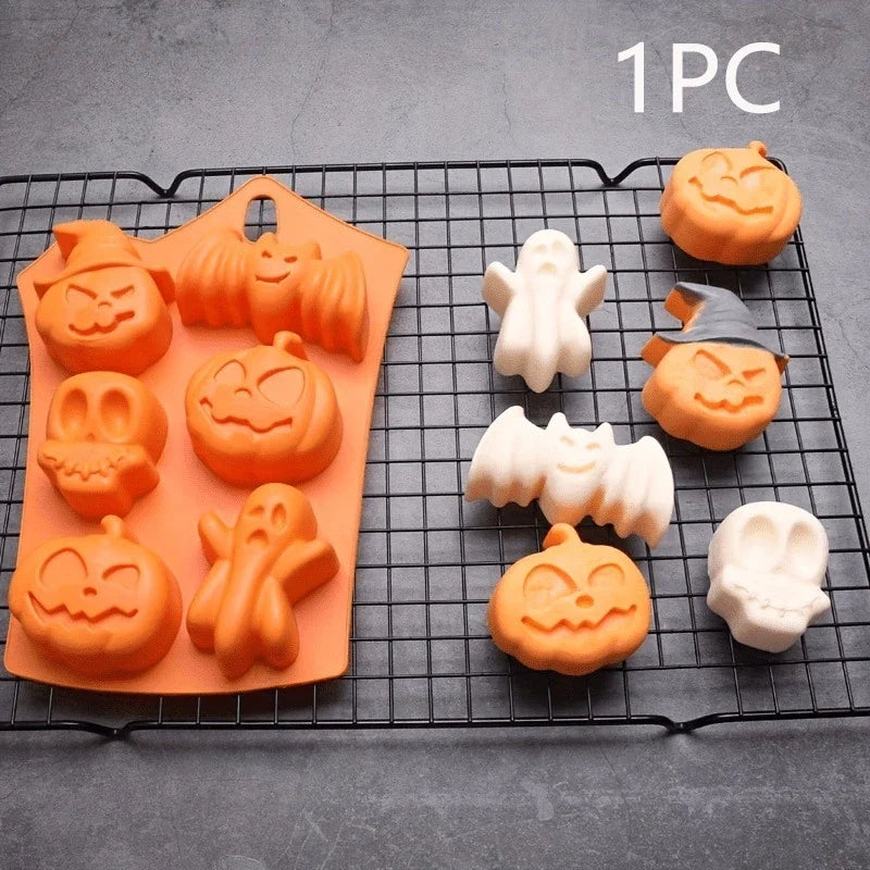 KEMORELA Halloween Silicone Mold – Skull, Pumpkin, Bat & Ghost