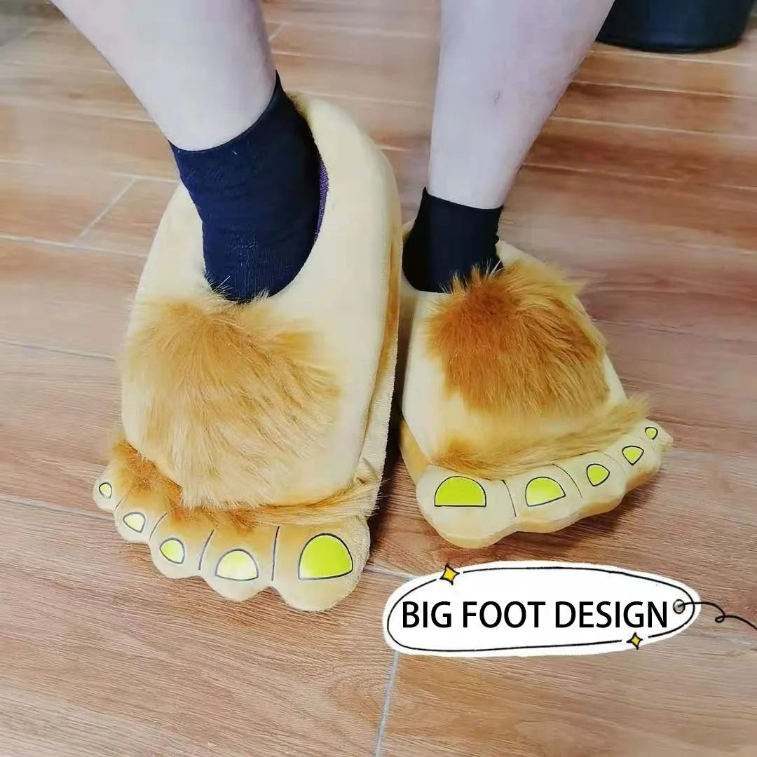Lorilury Animal Paw Fluffy Slippers – Novelty Fur Slides