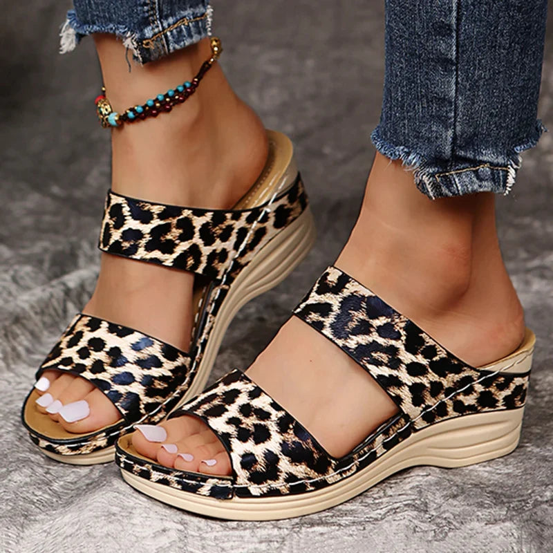 Leopard Print Wedge Platform Sandals – Women's Summer Shoes