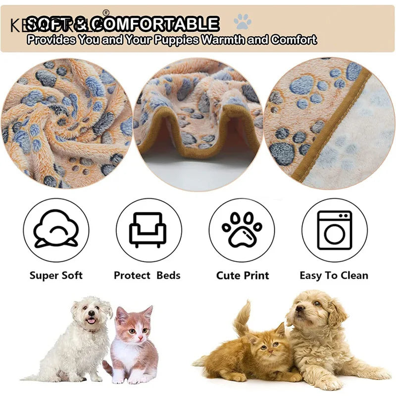 Soft Fluffy Pet Blanket – Paws & Elephant Pattern | Cats & Dogs