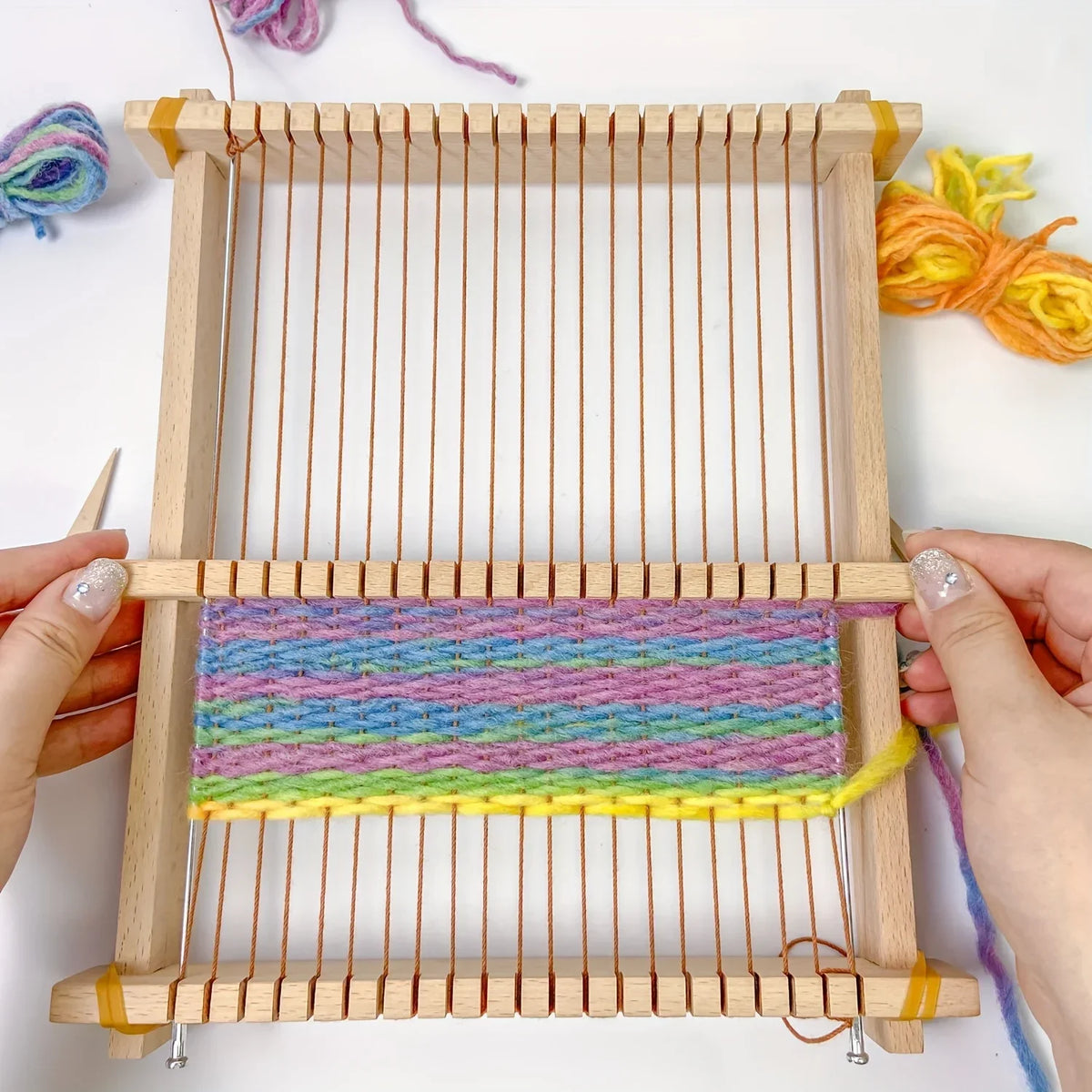 14-Piece Wooden Weaving Loom Kit 9×11in | Kids & Beginners