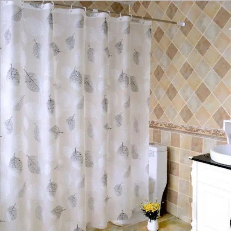 PEVA Leaf Shower Curtain – Waterproof & Rustproof Hooks