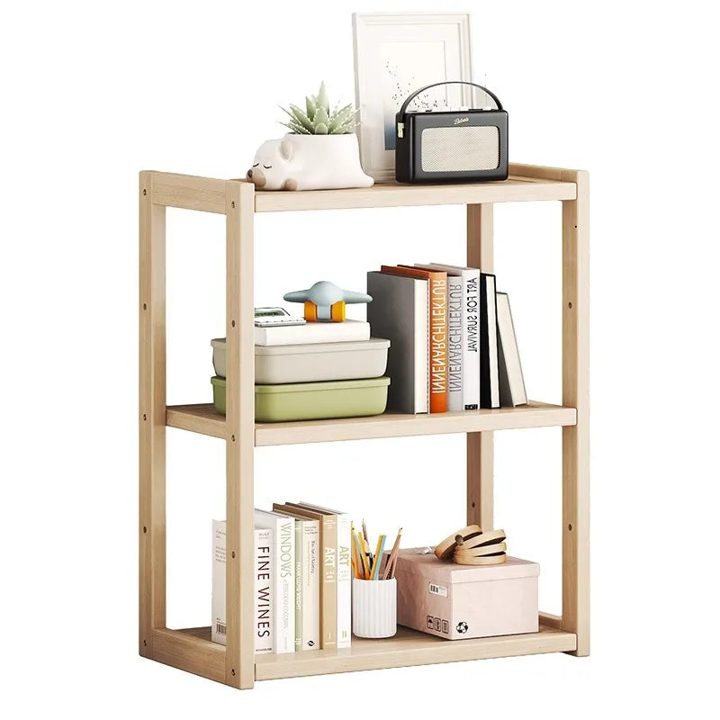 Desktop Solid Wood Multi-Layer Bookshelf & Desk Storage Rack