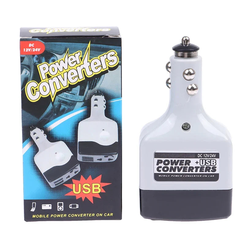 Car Power Inverter DC 12/24V to AC 220V with USB Port