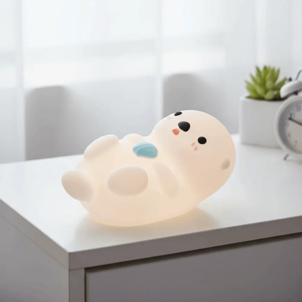 Cute Otter Night Light – USB Rechargeable Touch & Timer Lamp