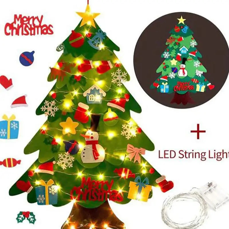 Felt Christmas Tree Montessori Kids Toddlers Detachable Ornaments