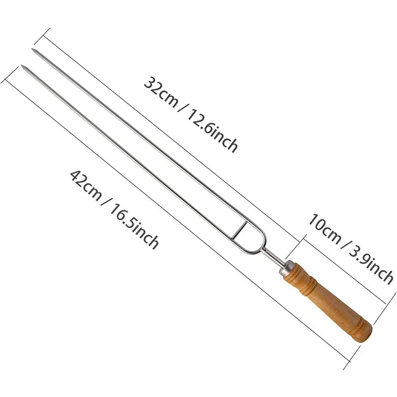 Double Prong BBQ Skewers – U-Shaped Stainless Steel Grilling Forks