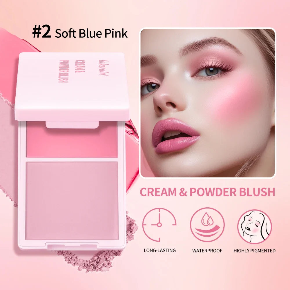 Lakerain 2-in-1 Cream & Powder Blush – High Pigment, Long-Lasting