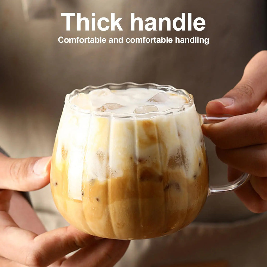 400ml Pumpkin Shape Glass Mug | Dishwasher Safe Coffee & Tea Cup