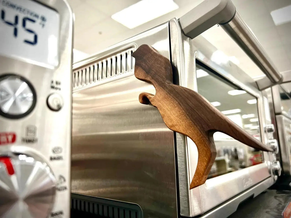 Wooden Toaster Oven Rack Holder Push-Pull Magnet | Pine Wood