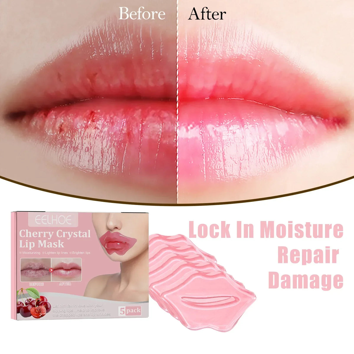 EELHOE Cherry Lip Mask – Moisturize, Fade Lines & Repair (5pk)
