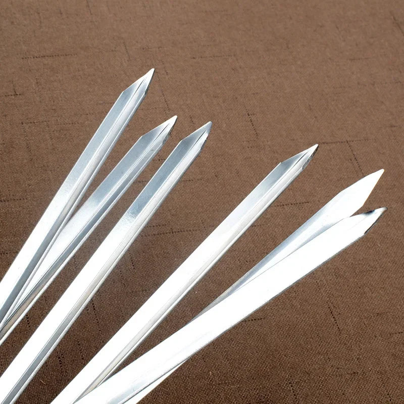 6-Pc 50cm V-Type BBQ Skewers – Stainless Steel Wood Handle