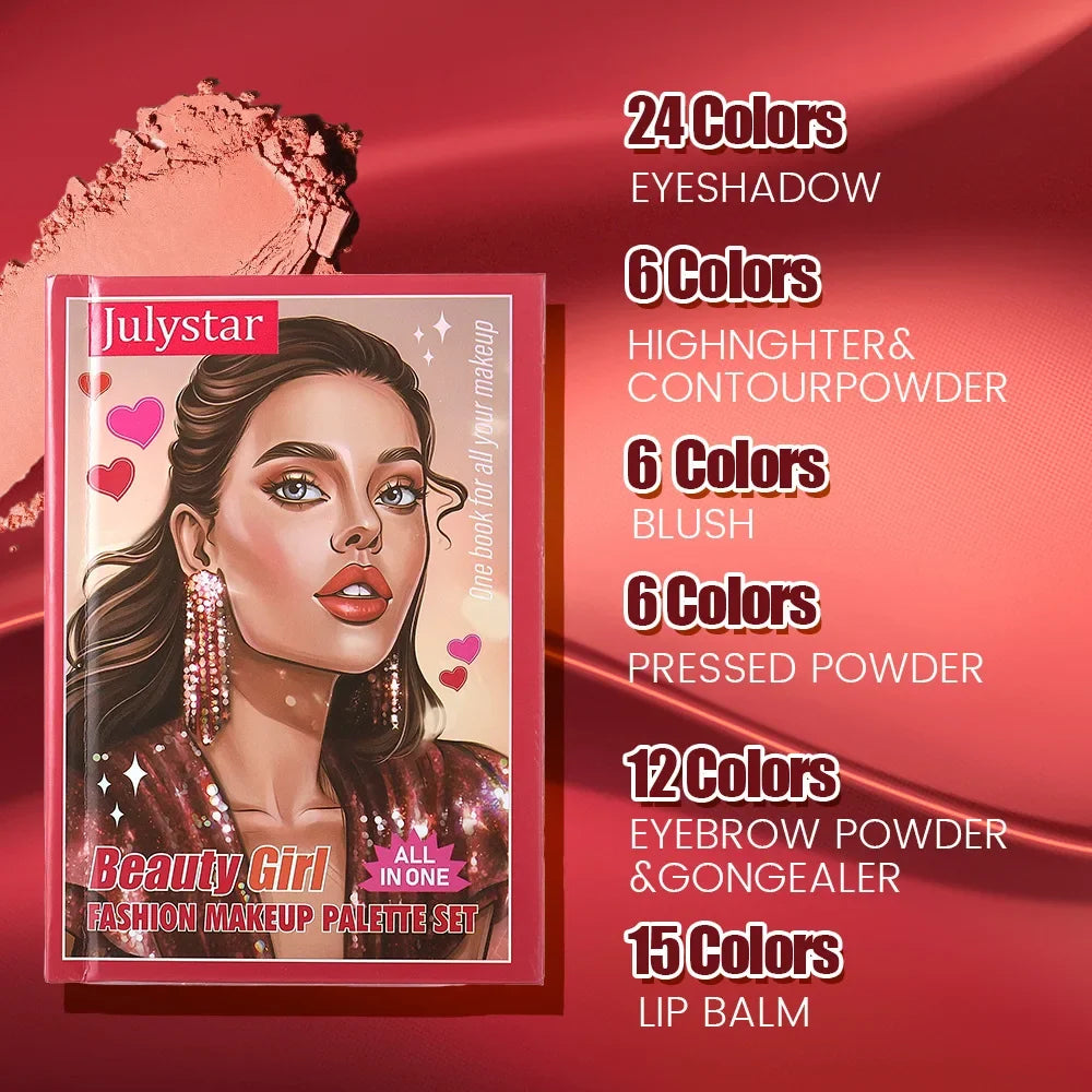 6-in-1 Makeup Palette Book – Eyeshadow, Blush & Lip Kit