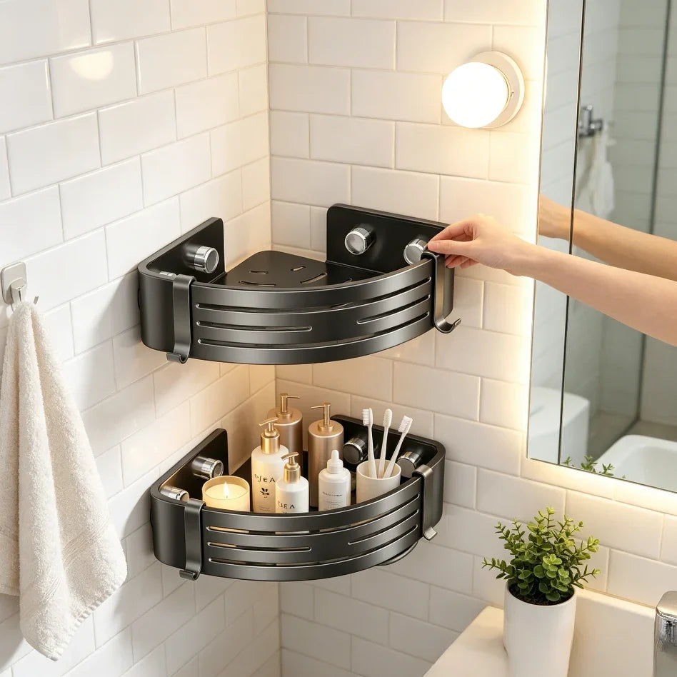No-Drill Suction Cup Bathroom Shelf | Wall Mount Storage Rack