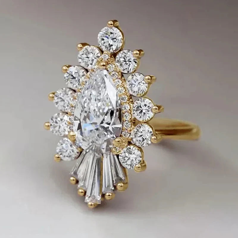 Huitan Women's Sparkling CZ Wedding Ring | Elegant Band