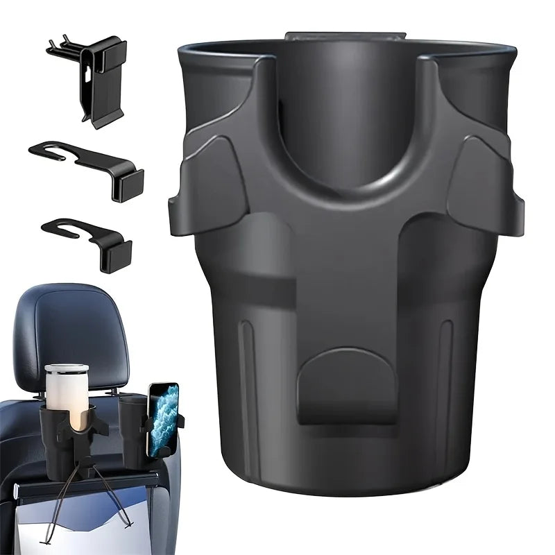 Car Headrest & Vent Cup Holder Organizer – Phone Mount & Hook