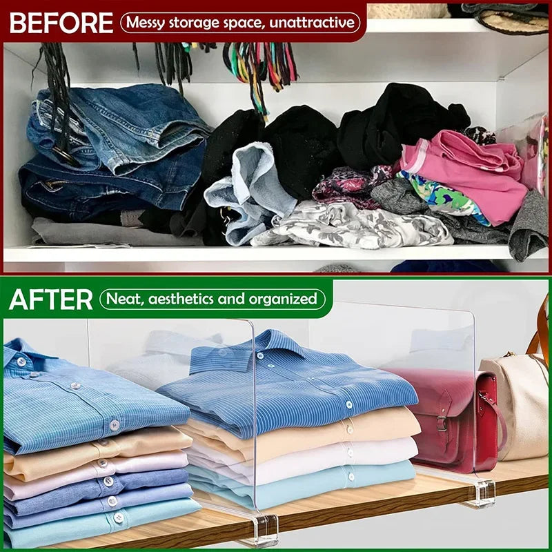 Transparent Closet Shelf Dividers | Wardrobe Organizer 2–8 Pack
