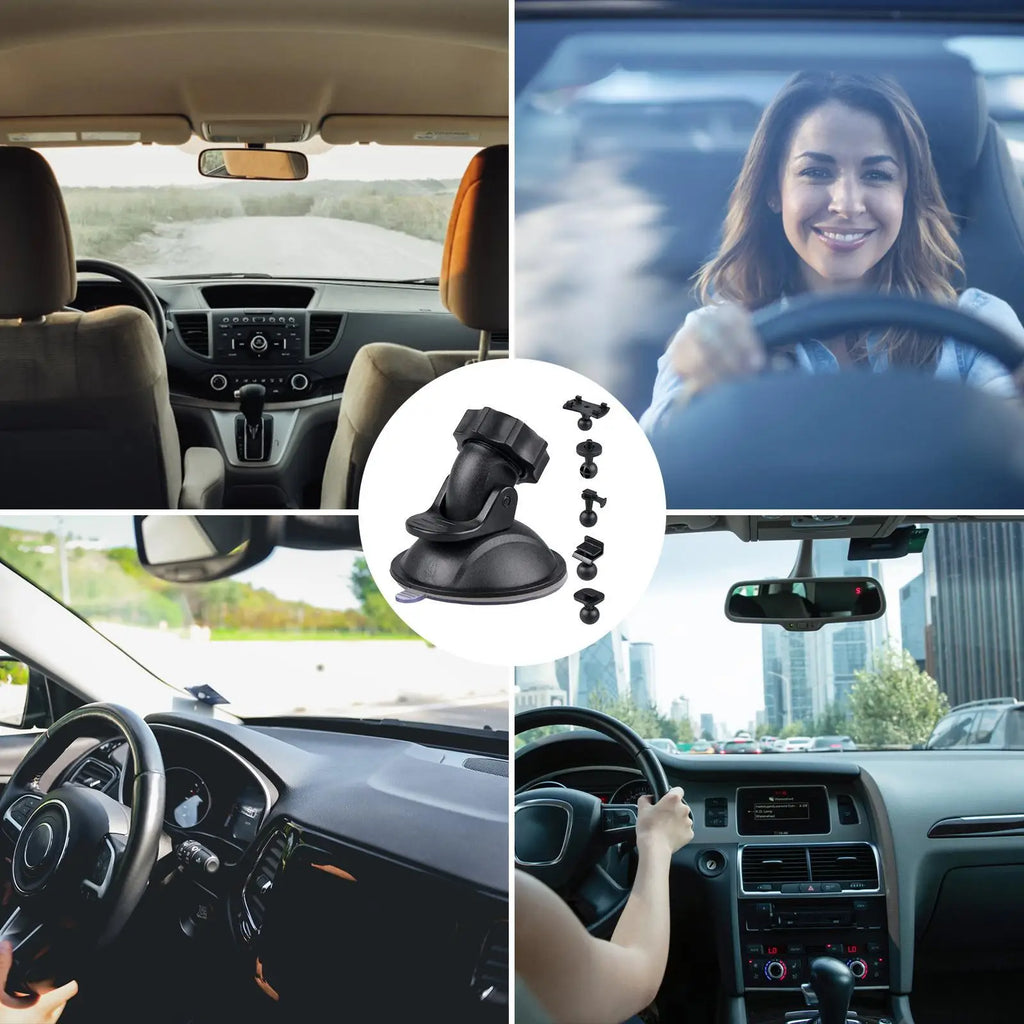 Dash Cam Suction Mount 360° Quick Release – 5 Adapters