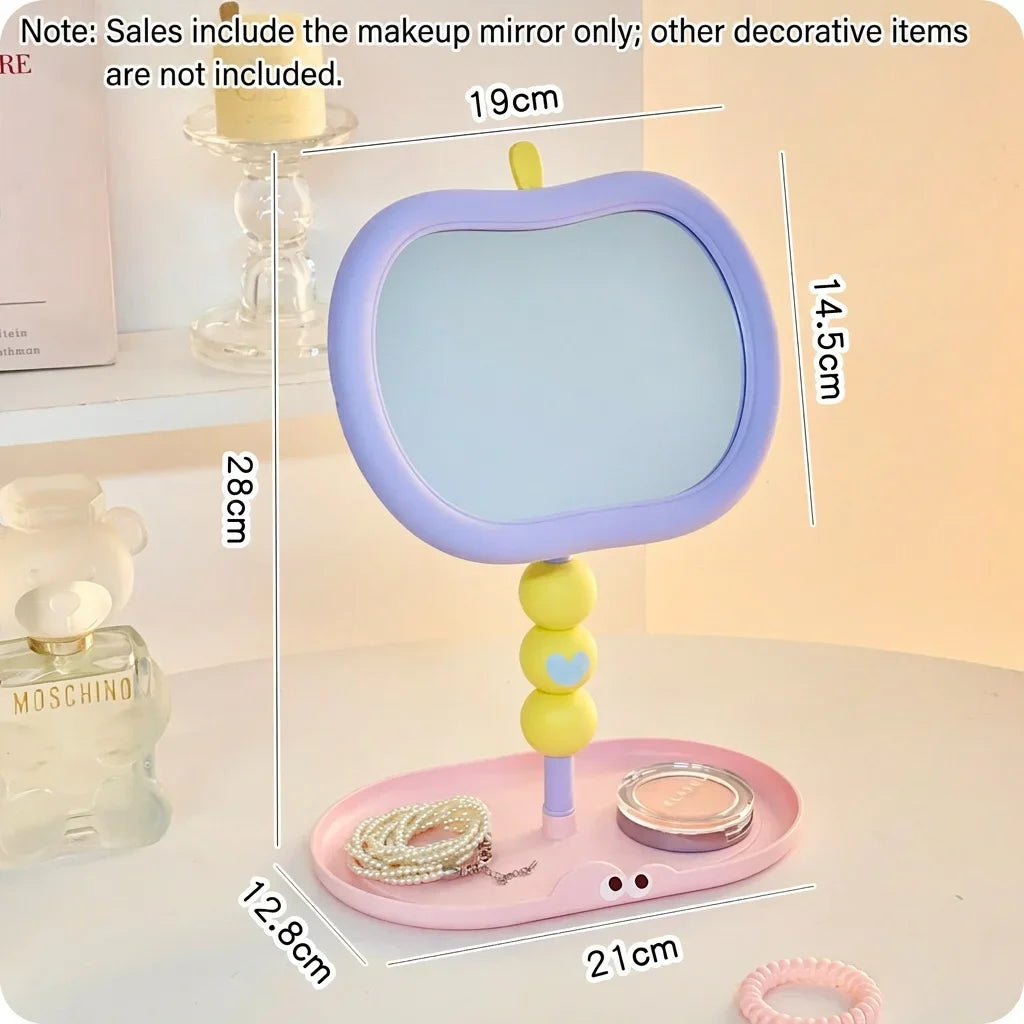 Cute Apple-shaped Tabletop Vanity Makeup Mirror HD Clear Adjustable