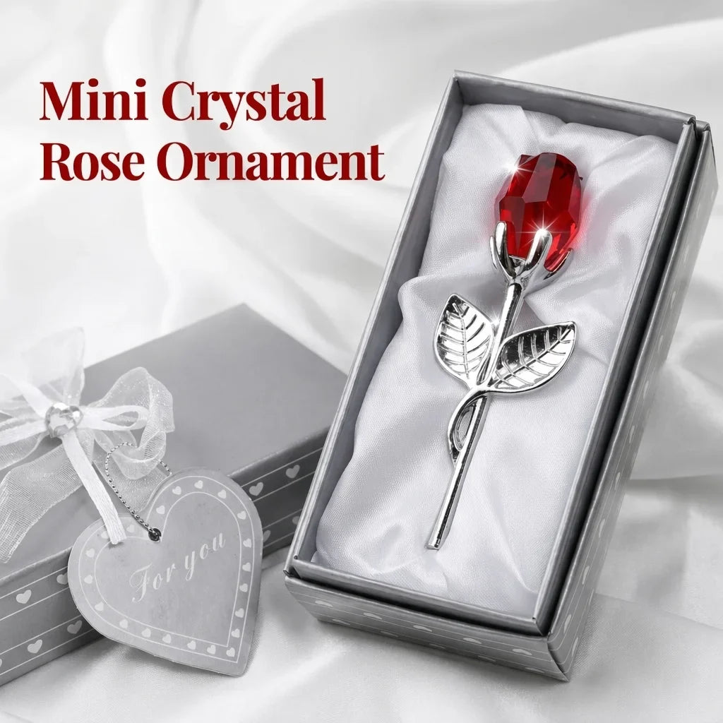 Mini Crystal Rose Ornament – Romantic Gift for Her, 4 Colors