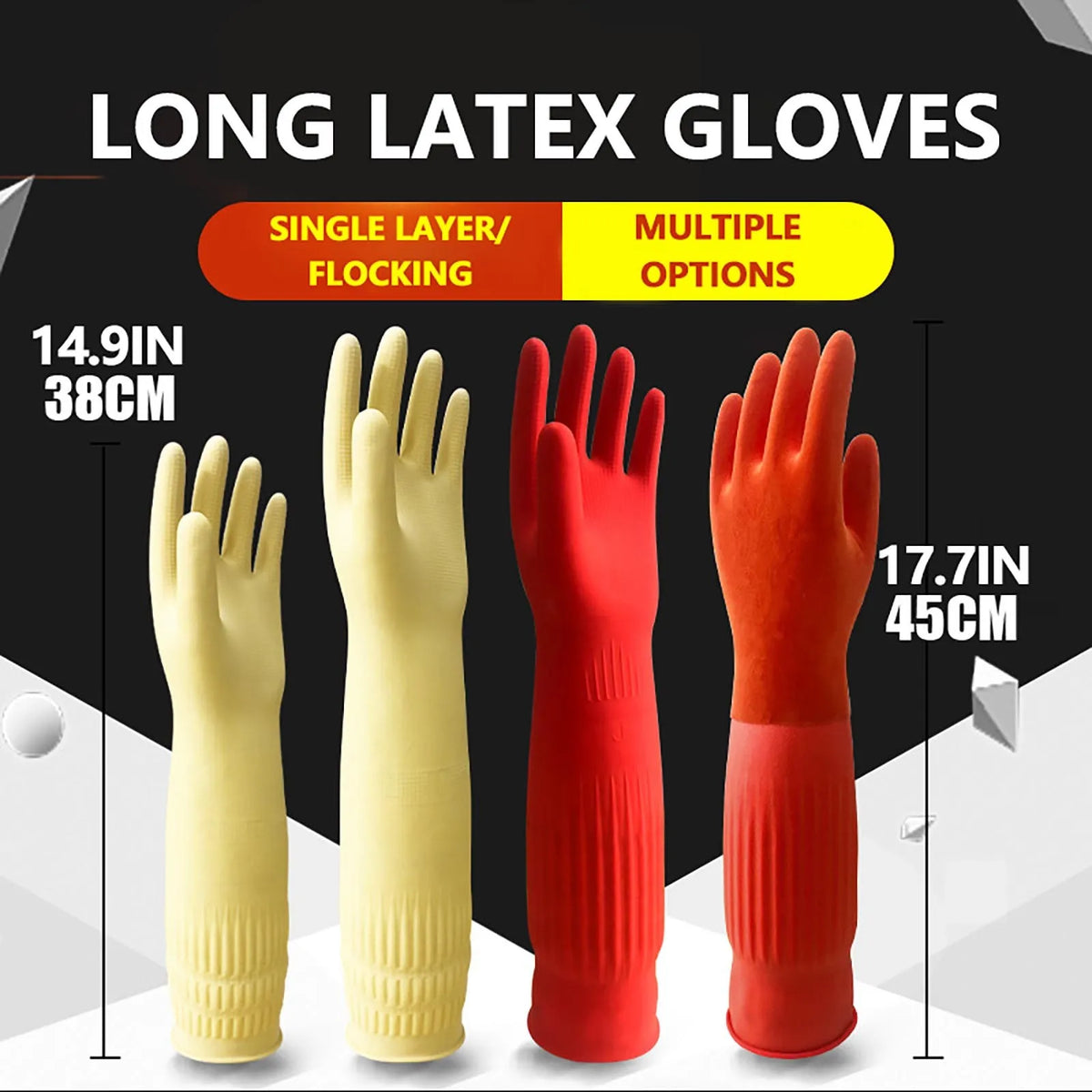 Long Rubber Latex Dishwashing Gloves – Waterproof Cleaning Gloves