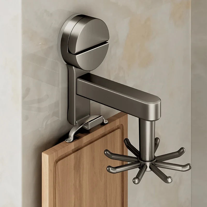 8-Hook 360° Rotating Suction Cup Organizer – No Drill Wall Hook