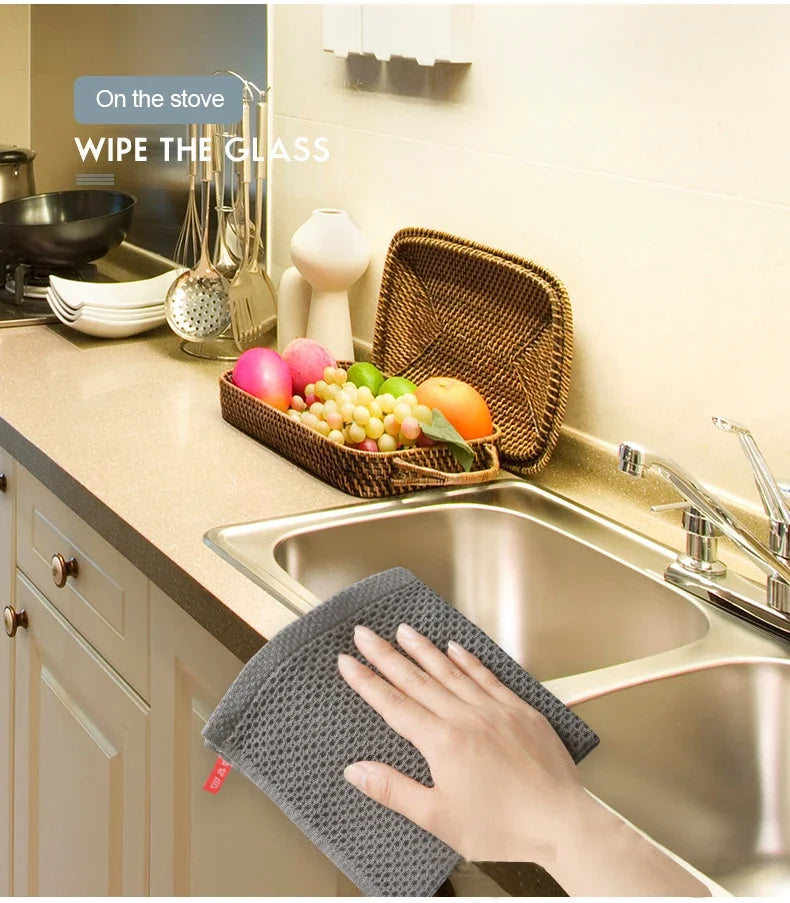 6-Pack Honeycomb Cotton Dish Towels – Streak-Free Kitchen Rags