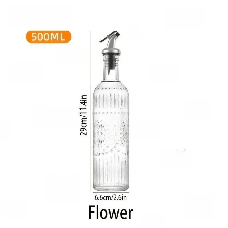 KEMORELA Glass Olive Oil Decanter – Leak-Proof Pouring Spout