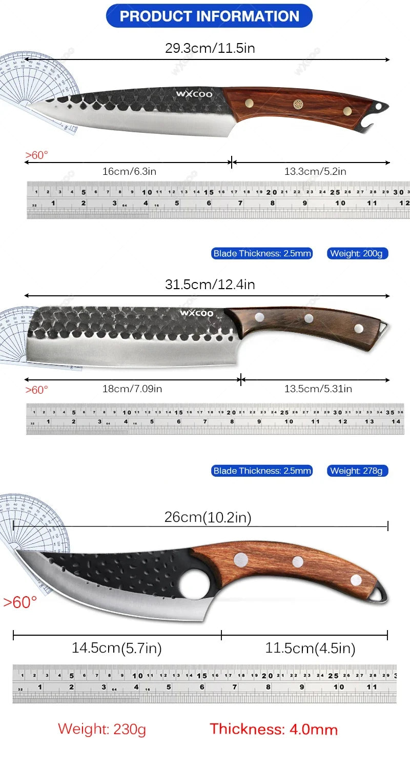 WXCOO Chef Knife Set 1-4PCS | Forged Stainless Steel Knives
