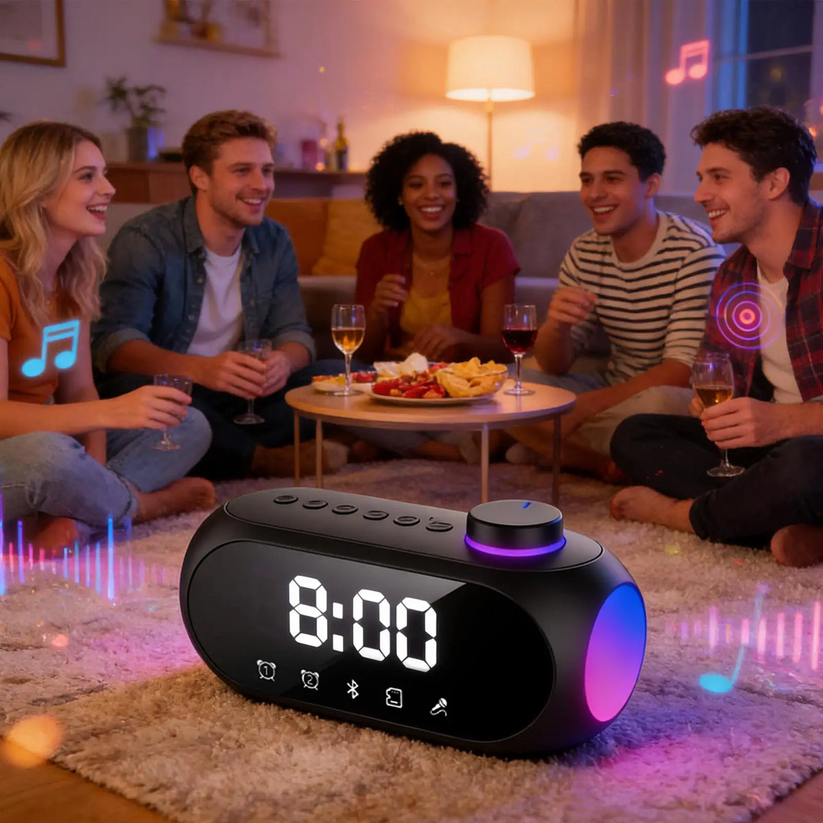 Smart Alarm Clock with Bluetooth Speaker & LED Night Light