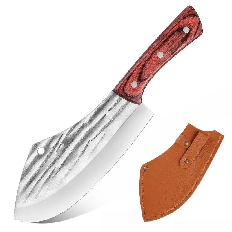 Forged Stainless Steel Cleaver Knife – Wood Handle Butcher