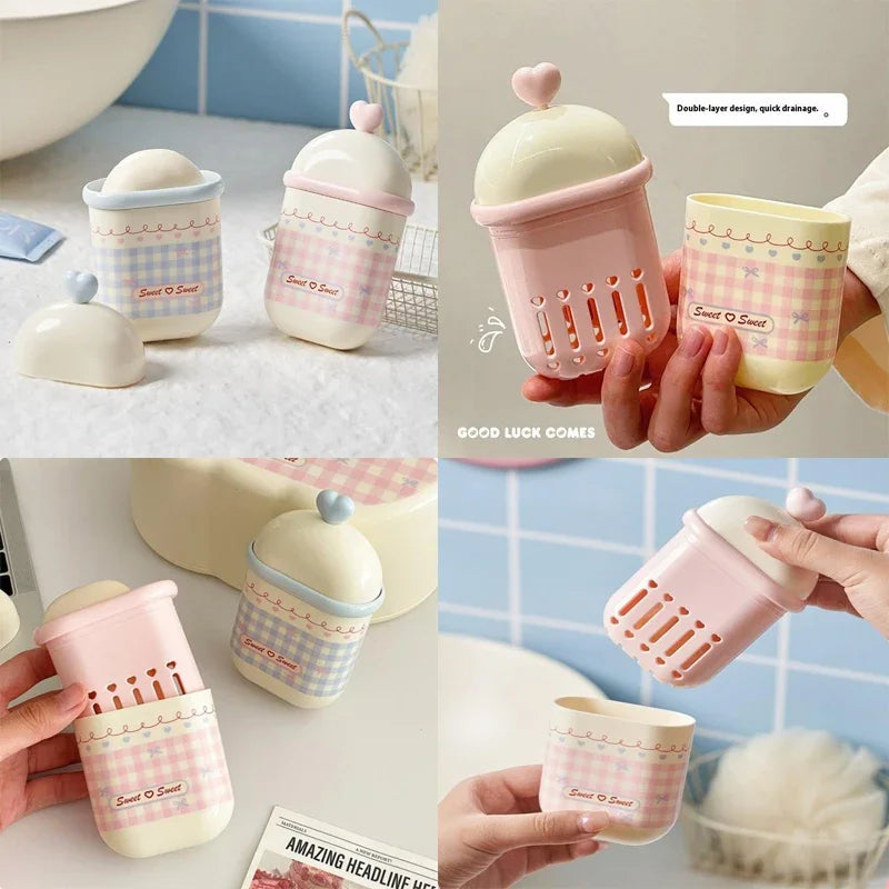 Travel Soap Box with Lid & Drain – Portable Dual-Layer Dish