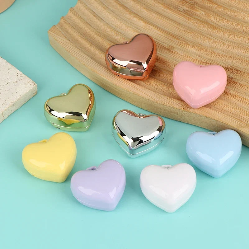 Heart Shape Mini Empty Blush Compact with Mirror & Keychain
